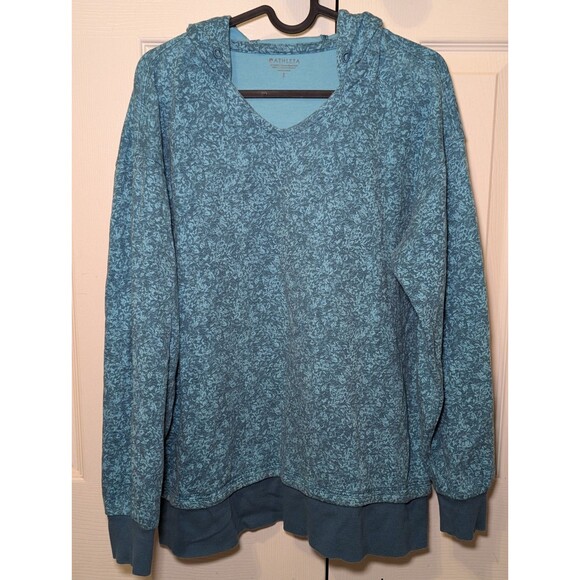 Athleta Sundown Alliance Hoodie Sz Small Sweatshirt Flower Rustic Teal - Picture 1 of 4
